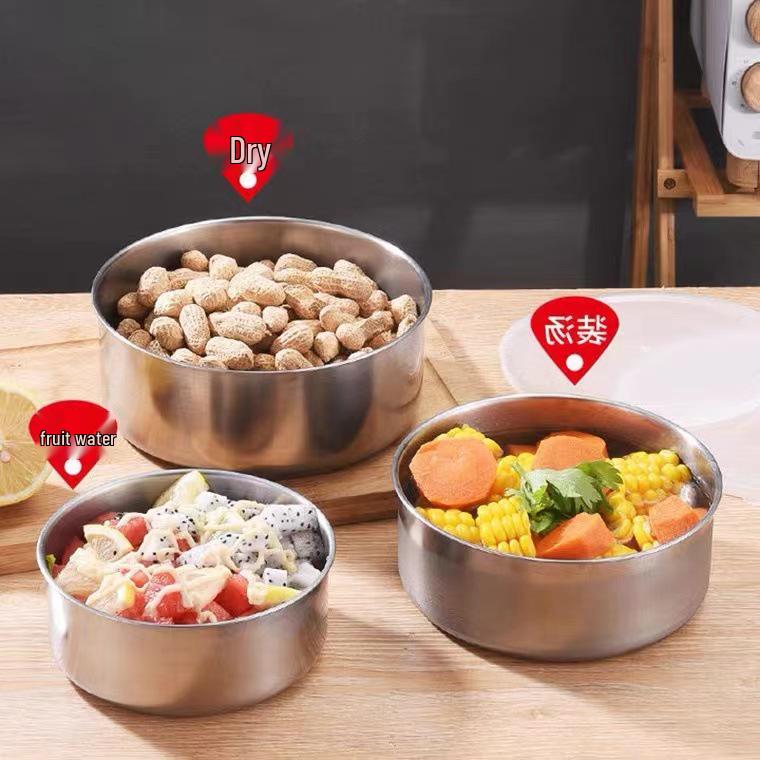 5-delars runda matbehållare i rostfritt stål med lock - Lufttät förvaring som håller maten fräsch för kök & kylskåp