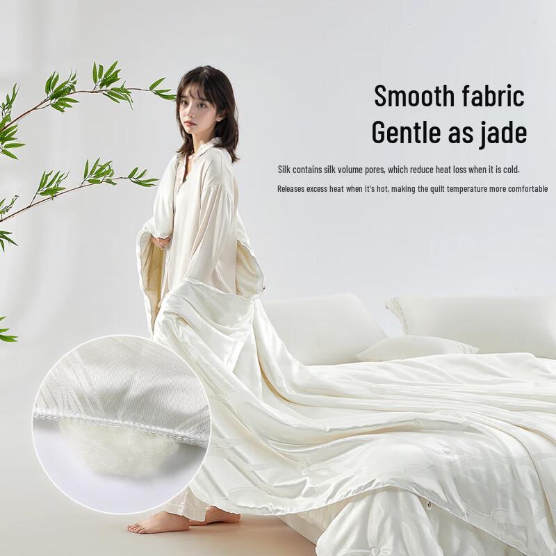 Mercury Home Textiles 100% Natural Tussah Silk All-Season Jacquard Quilt