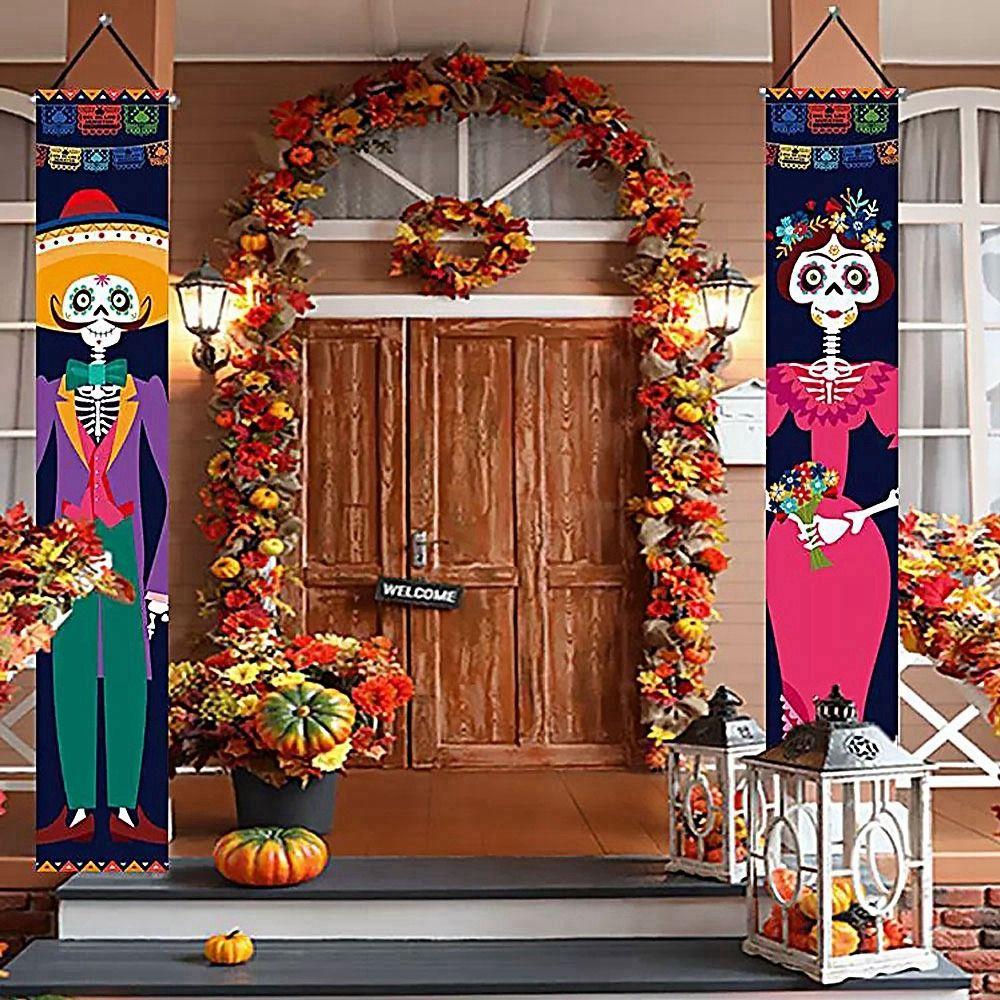 Day Porch Sign Skull Couplet Hanging Flag Halloween Supplies Halloween Couplet Banners Ornaments