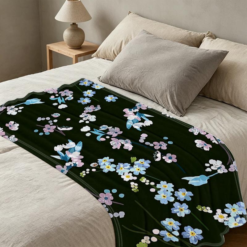 Floral Flannel Throw Non-Pilling Soft Warm Blanket for New Moms, Home, Sofa, Holiday (Xmas, Halloween) & All Seasons