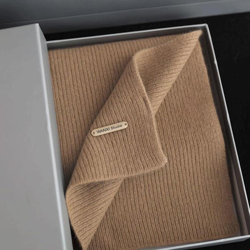 Autumn And Winter New Solid Color Knitted Scarf For Women High-end Thick Warm Versatile Simple Scarf Mountaineering Scarf