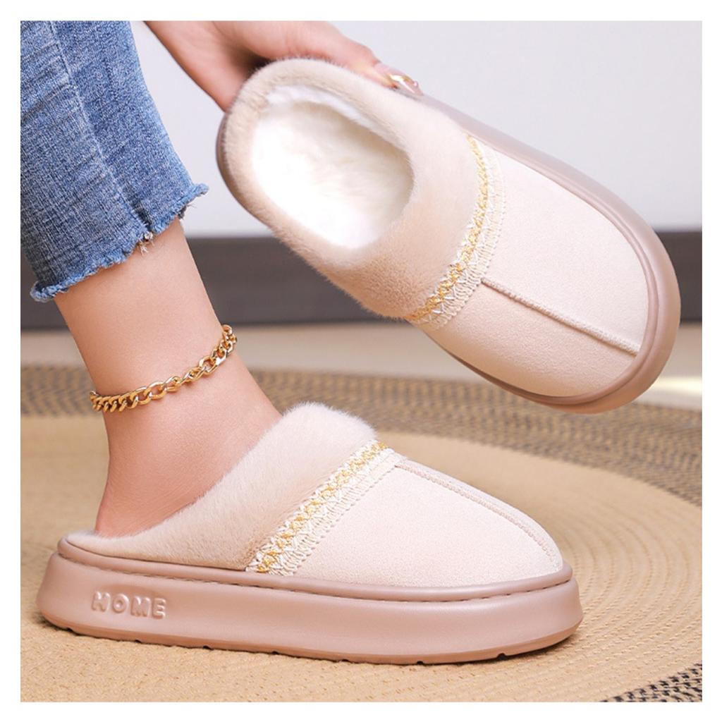 Women's Cotton Shoes with Winter Velvet and Thick Cotton Boots, Plus Size Versatile Women's Short Boots, One Foot Cotton Slippers