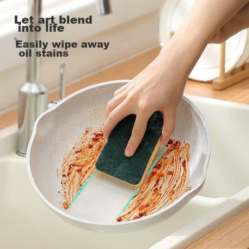 MARYYA Wood Pulp Cotton 5-Piece Scouring Pad Dishwashing Sponge Pot Scrubber Non-Stick Oil-Absorbing Water-Absorbent Degreasing Cloth