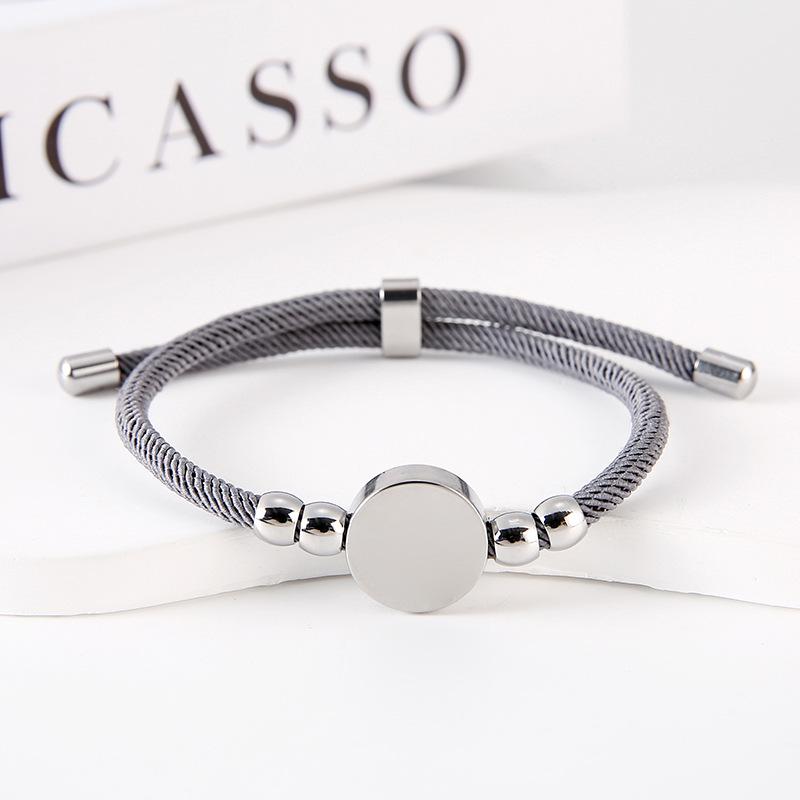 Stainless Steel Multi-Color Adjustable Bracelet with Round Tag for Laser Engraving, 15mm Hole