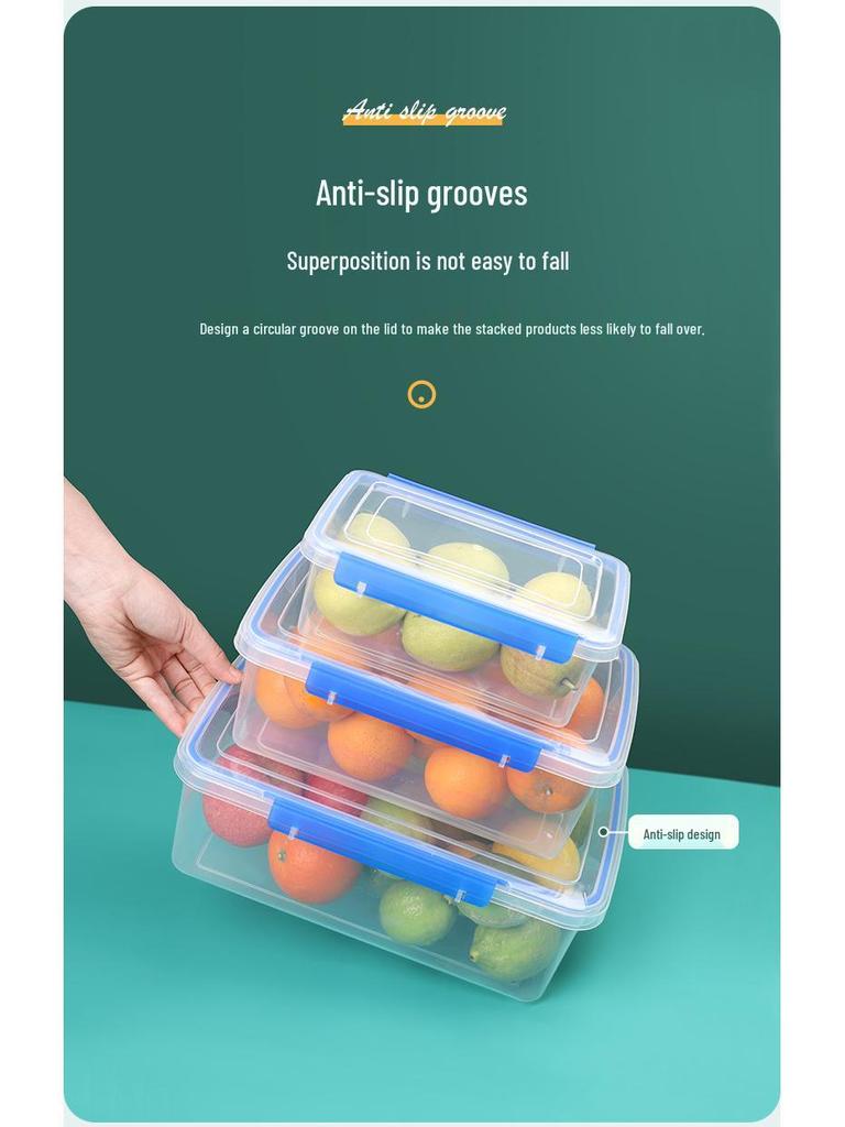 Rectangular Transparent Food-Grade Plastic Storage Box with Lid for Microwave and Refrigerator