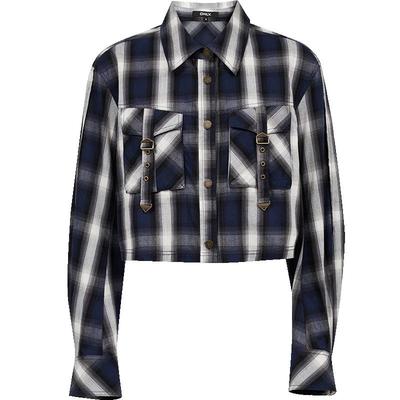 Women's Plaid Lapel Short Shirt