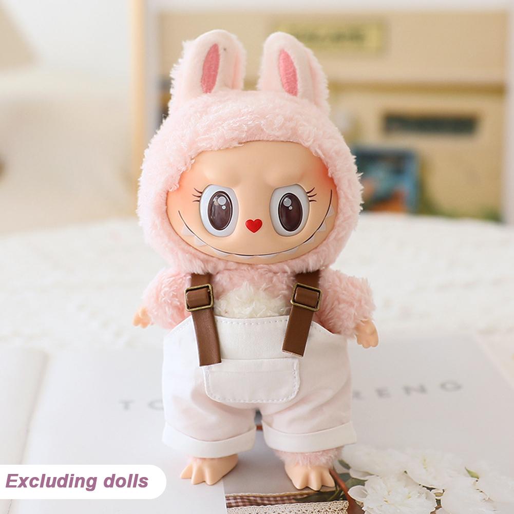 For 17cm Doll Clothes Fashion Bucket Hat Overalls Doll Clothes Color Match Hoodies Dolls Accessories Cute Decoration Little Clothes