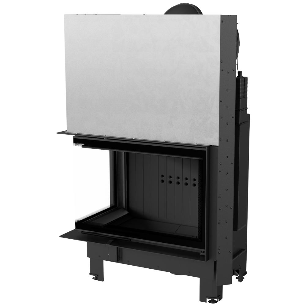 Steel fireplace KRATKI MBA left 17 kW Ø 200 Lift-up black thermotec