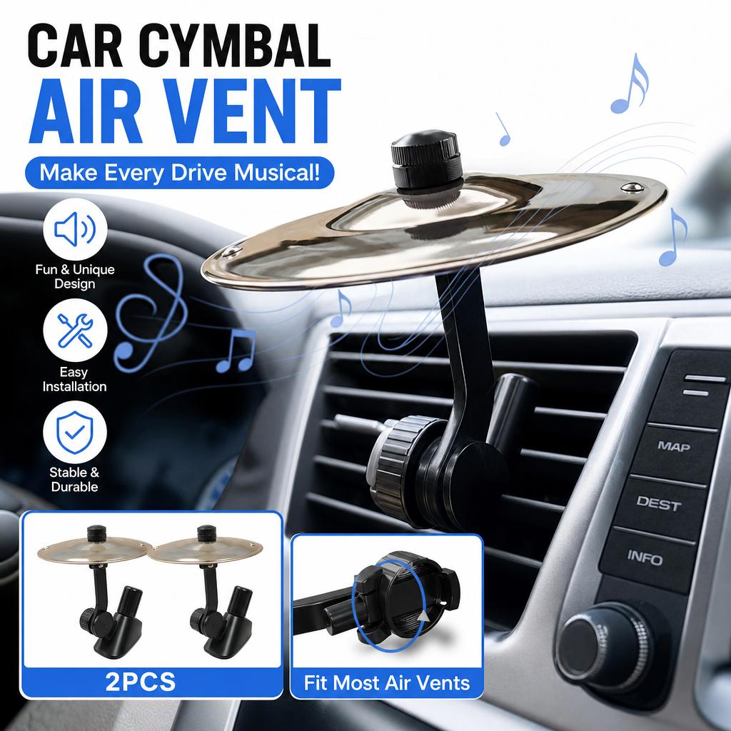 Car Crash Cymbal Alloy Car Air Vent Musical Saucer Drum Mini Drum Easy To Install Clip-On Car Interior Decor Accessories
