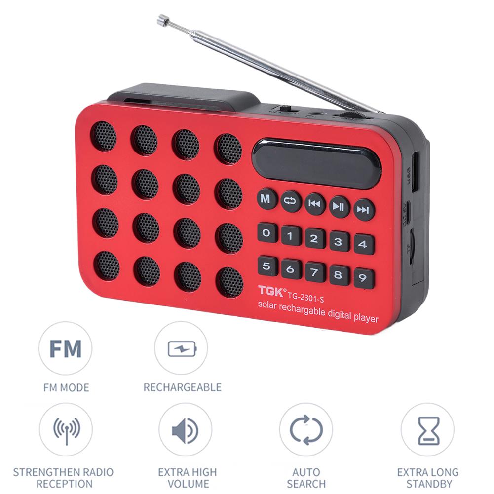 Handheld Radio Digital Solar Power Generation Radio Built-In Speaker MP3 Music Player FM Digital Radio Outdoor Survival Tools