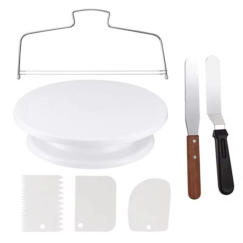 White Round Plastic Cake Turntable Cake Decorating Tools for Beginners and Pros Baking Supplies Accessories