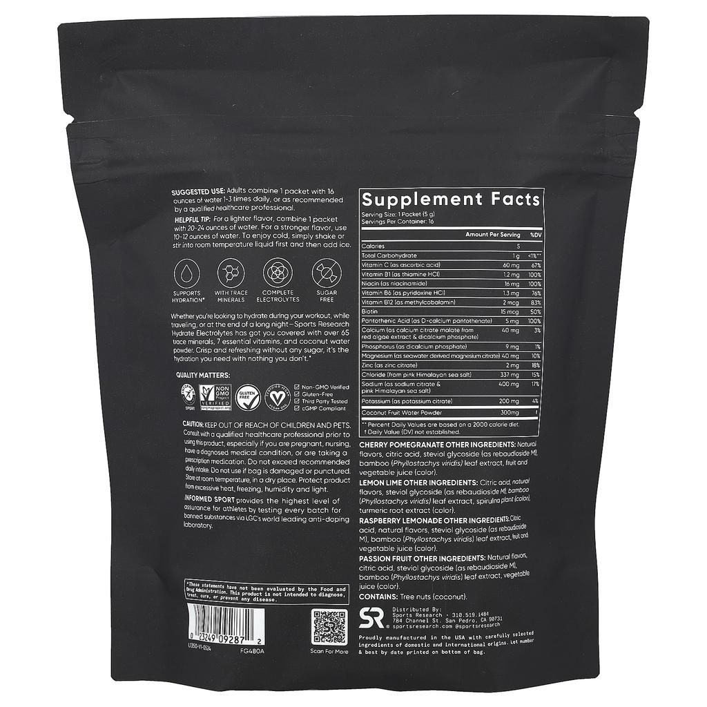 Hydration with Electrolyte, Variety Pack, 16 Packs, 5G (0.18Oz) Each
