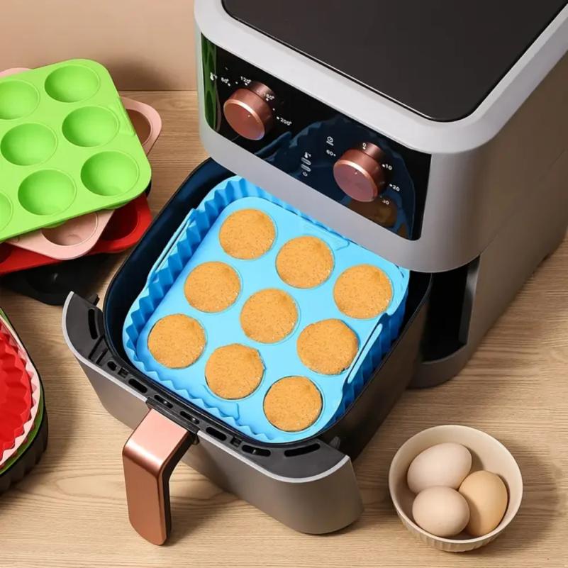 2-Piece Square Silicone Air Fryer Inner Liner,Reusable Silicone Air Fryer Inner Liner, Food Safety Air Fryer Accessories, Baking
