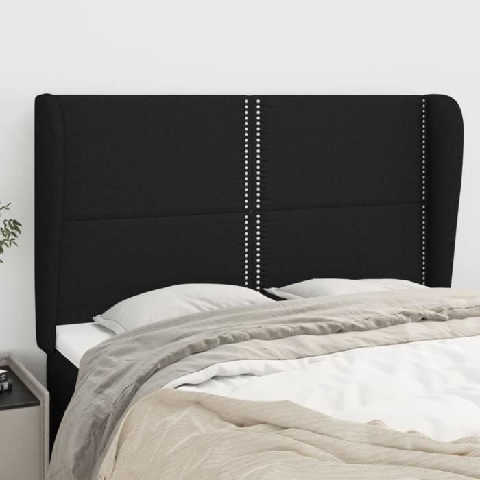 VidaXL Tête de lit avec oreilles Noir 147x23x118-128 cm Tissu3117816