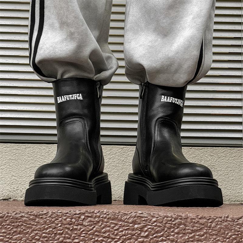 Autumn and Winter Black Men's Boots Classic Styles by Designers Work and Party Outdoor Street -46 Leather Shoes