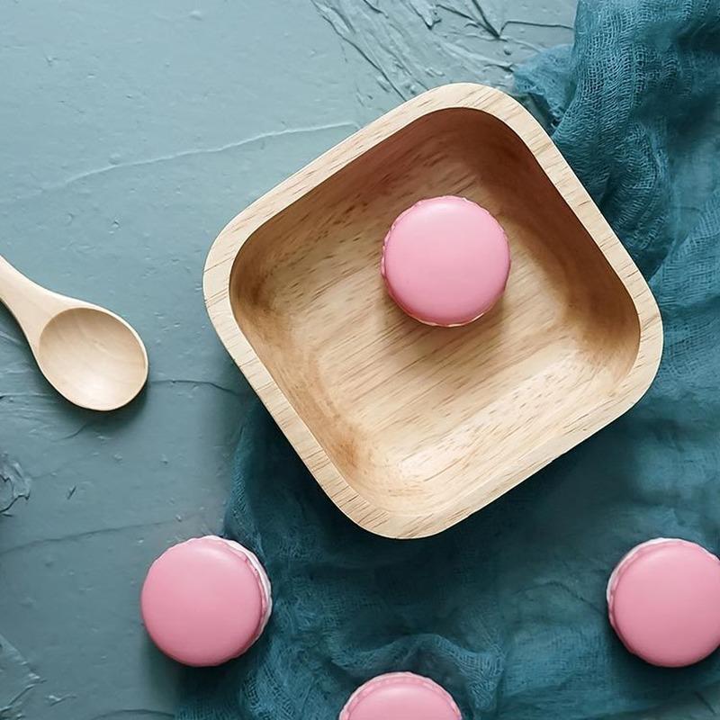 1Pc Nice Square Wood Bowl Salad Bowl Set Large Small Wooden Plate Snack Dessert Serving Dishes Food Container Wood