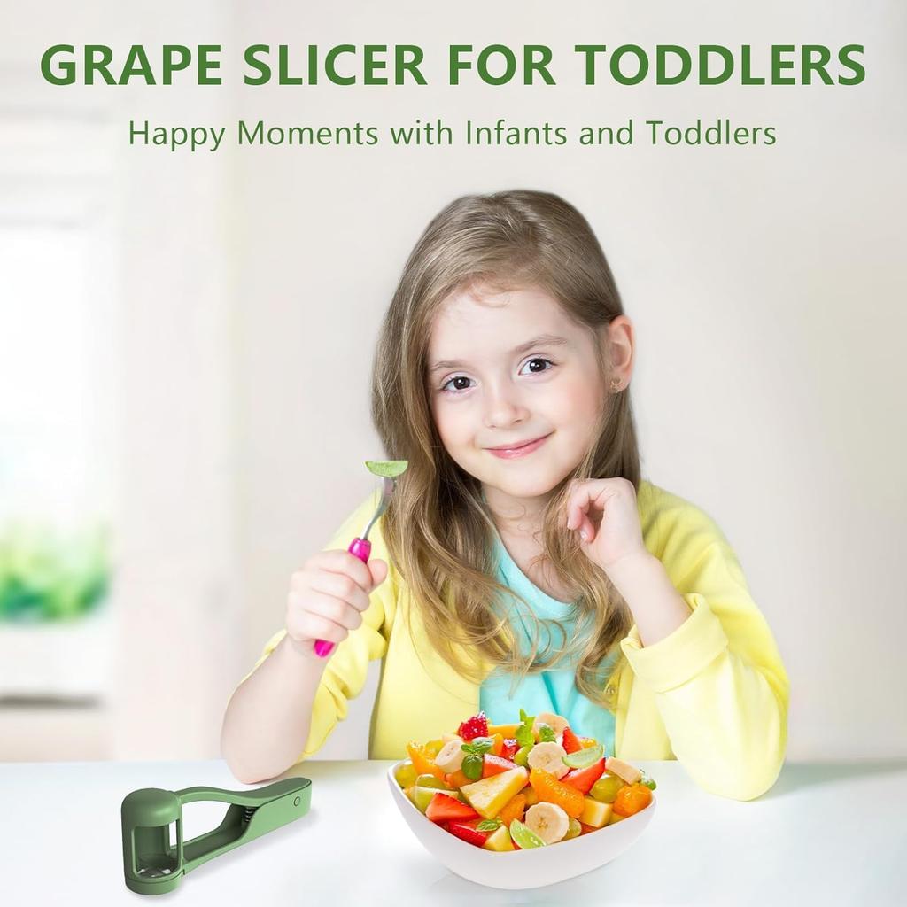 Grape Fruit Slicer Cutter – 4‑Blade Stainless Steel for Grape Tomato Cherry Kitchen Gadget, Salad & Cake Decoration Tool