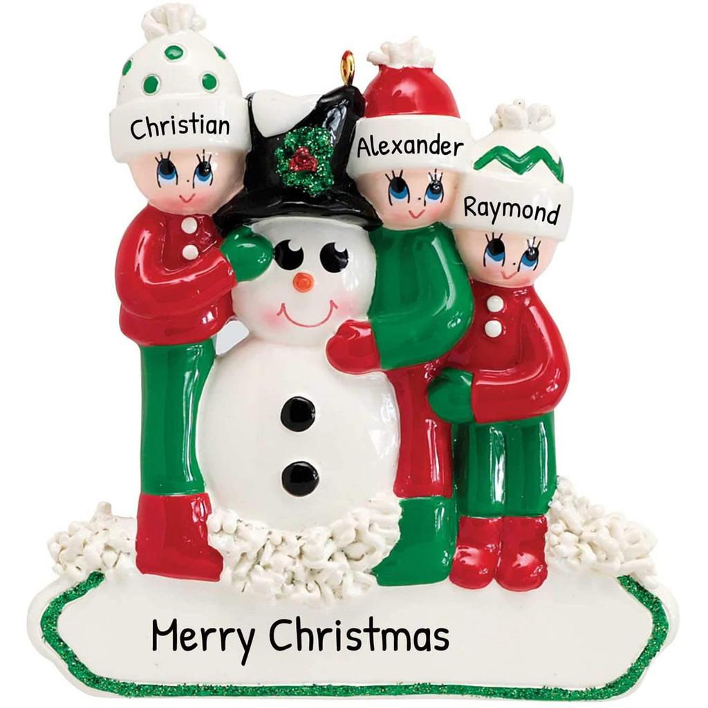 Minimalist Modern Elegant Snowman Family Alloy Christmas Tree Ornament For Celebration Joyful