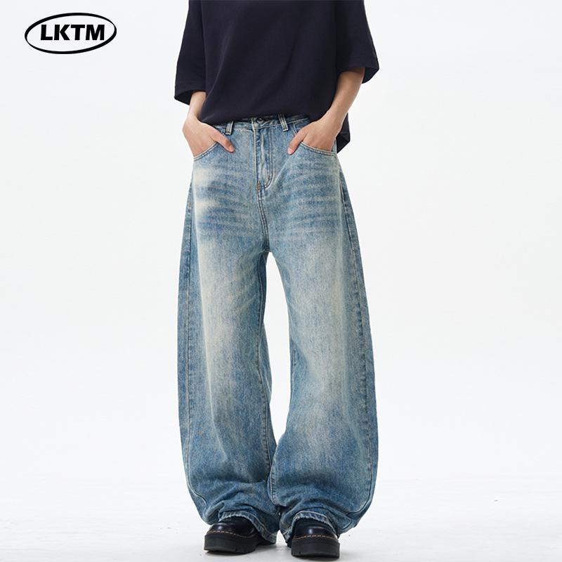 

LKTM Men s Retro Washed Loose-Fit Cutlass Jeans - Spring/Summer Collection S (95-110 lbs) синій