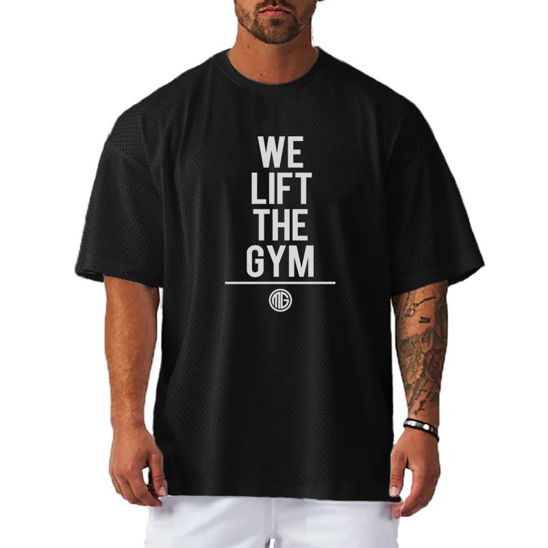 Muscleguys Drop Shoulder Oversized Mesh Quick Dry Half Sleeve T-shirts Mens We Lift The Gym Design Fitness Clothing Loose Sports T Shirt