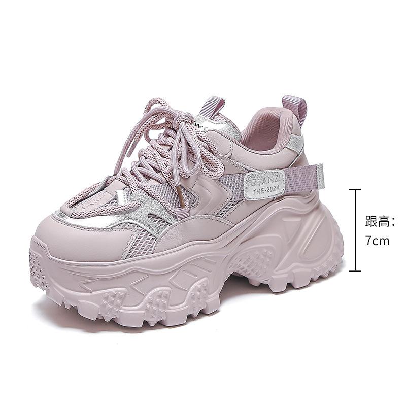 2025 spring new dad shoes women's popular platform heightening shoes fashionable retro sports shoes versatile casual women's shoes
