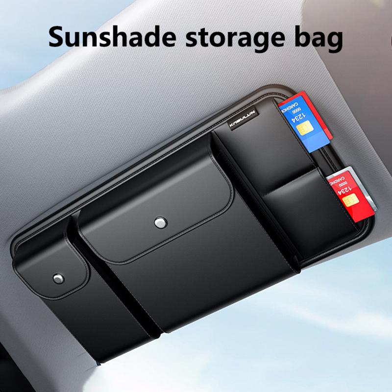 Multifunctional Car Sunshade Organizer Universal Vehicle Eyeglass Holder Driving License Pouch - Automotive Accessory