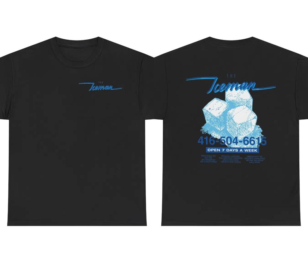 Drake Iceman T-shirt Merch, Black and Blue Iceman T-shirt for Men and Women, Y2k Plus Size Casual Wear, Short Sleeve Cotton T-shirt for Men and Women