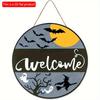 2d Flat 20*20cm, Popular Home Decoration Halloween Ghost, Wooden Circular Logo Creative Decorative Plaque, for Home, Kitchen, Garden, Bedroom, Bar
