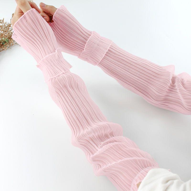 Women's Fairy Pleated Ice Silk Sun Protection Sleeves - Thin Lace Cycling Gloves