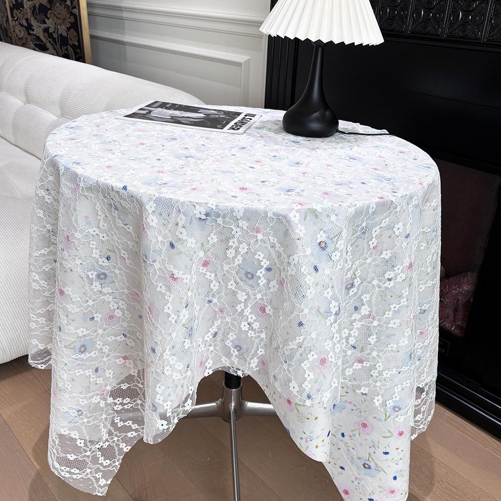 Lace Floral Tablecloth Desk Flannel Fabric Decoration Small Coffee Table Bedside Table Rectangular Retro Korean Style