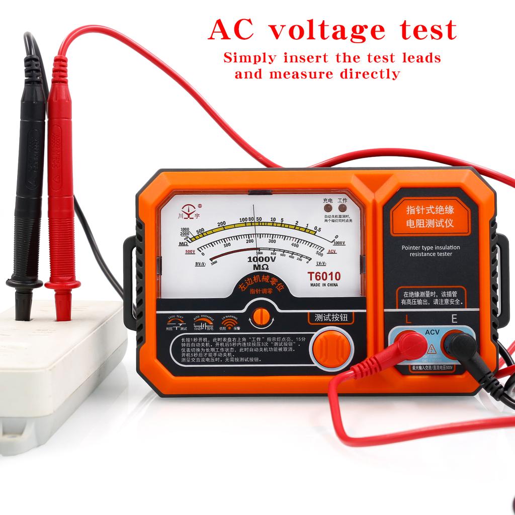 T6005 USB Rechargeable 500V Analog Insulation Resistance Tester T6010 Megaohmmeter