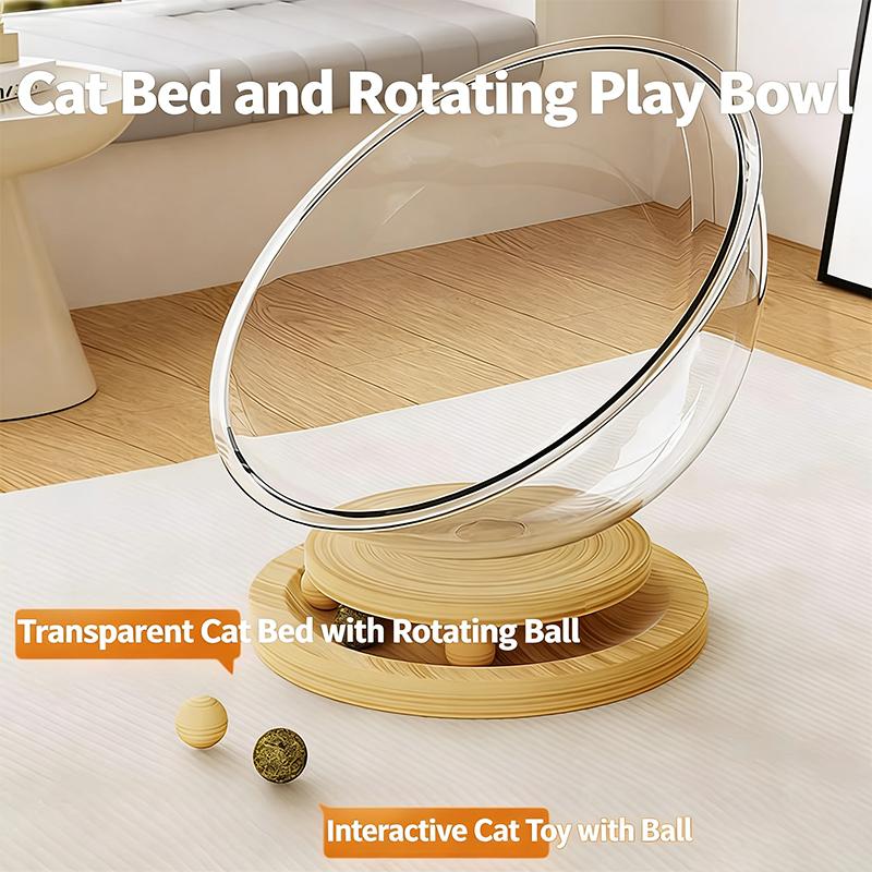 Cat House Cat Condo Space Capsule Cat Nest Pet Bed Cat Bed Cat Toys Solid Wood Acrylic Turntable