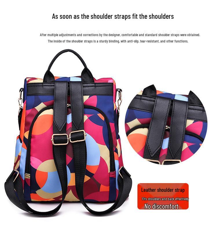 Women's Anti-Theft Printed Oxford Travel Backpack