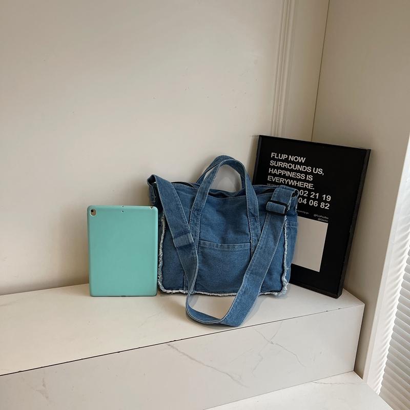 Sac en Denim Vintage Sac à Bandoulière pour Femme Sac Cabas de Commute Sac de Shopping
