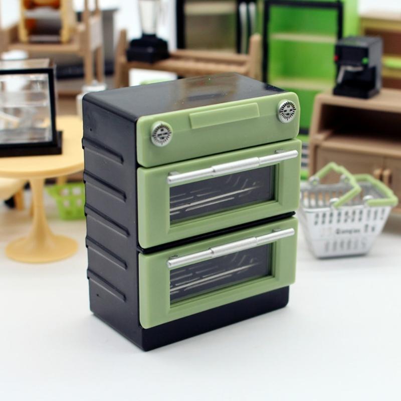 Miniature Oven Model Figure Doll House Kitchen Accessories With 2 Layer and Baking Tool For 1/12 Scale Scene Setting