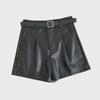 Autumn 2024 High-Waist PU Leather Shorts - Korean Style Casual Wide-Leg Fashion