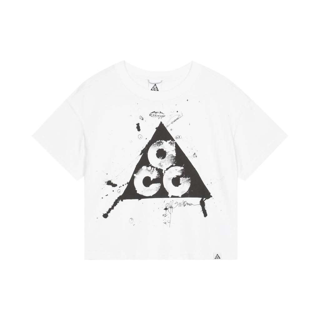 New Nike ACG DRI FIT Drop Shoulder Sleeve T Shirt Women's Mountain Peak White FN1901-121