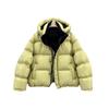 Trendy brand hooded contrasting color down bread clothes women's winter fashion design sense thickened loose couple bread clothes