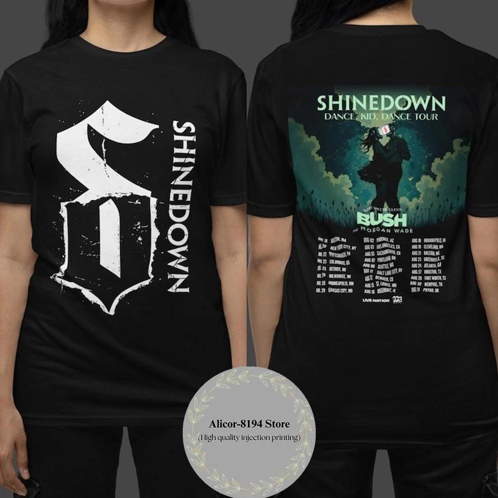 

100% хлопок ТОПЫ UNISEX ФУТБОЛКИ МУЖСКИЕ ЖЕНСКИЕ Shinedown Американский тур 2025 Футболка L чёрный