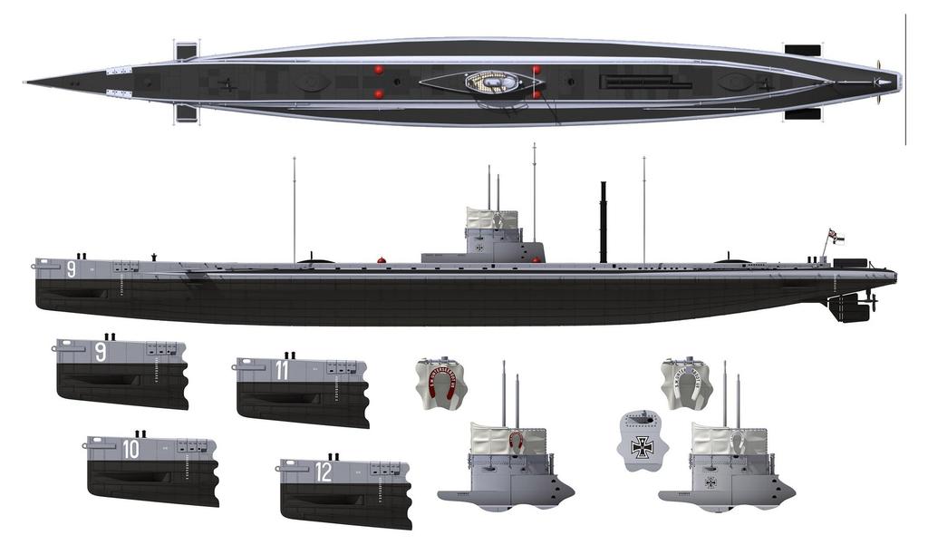 Das Werk Scale World War I German SM U9 Plastic Model Kit USCDW72001 1/72 U-Boat