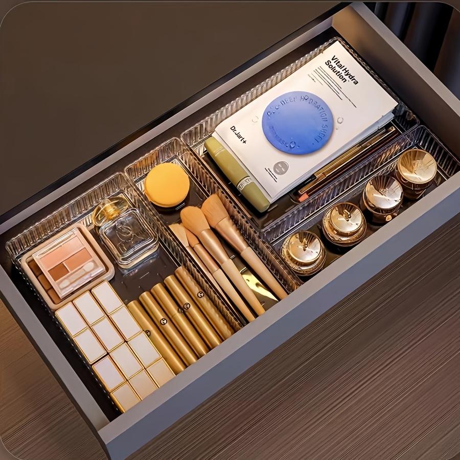 12 Stück Verstellbare Acryl Schubladenteiler - Platzsparender Organizer für Schreibtisch Schminktisch und Bürobedarf Ideal zur Aufbewahrung von Kosmetika und Schreibwaren