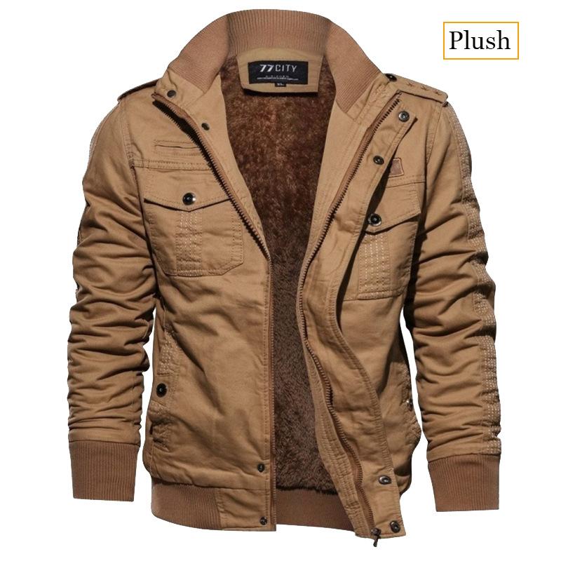 Autumn Winter Men's Casual Jackets Man Fleece Tactical Jacket Embroidery Windproof Multiple Pockets Outdoor Workwear Coat