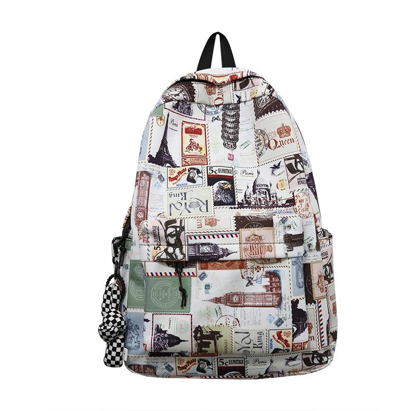 Schoolbag1011 New Personalized Backpack Graffiti Middle and High School Student Schoolbag Women's Outdoor Leisure Travel Backpack Without Pendant