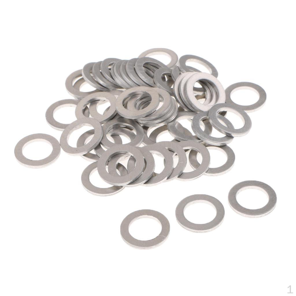 50pcs Metal Engine Oil Drain Plug Washer Gasket Open Size: 14mm