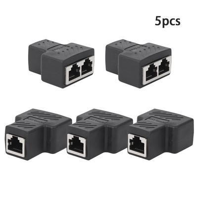 5 Stück Netzwerk-Splitter RJ45 1 auf 2 Dreiwege-Adapter Kabelverlängerung Schwarz Industrieelemente