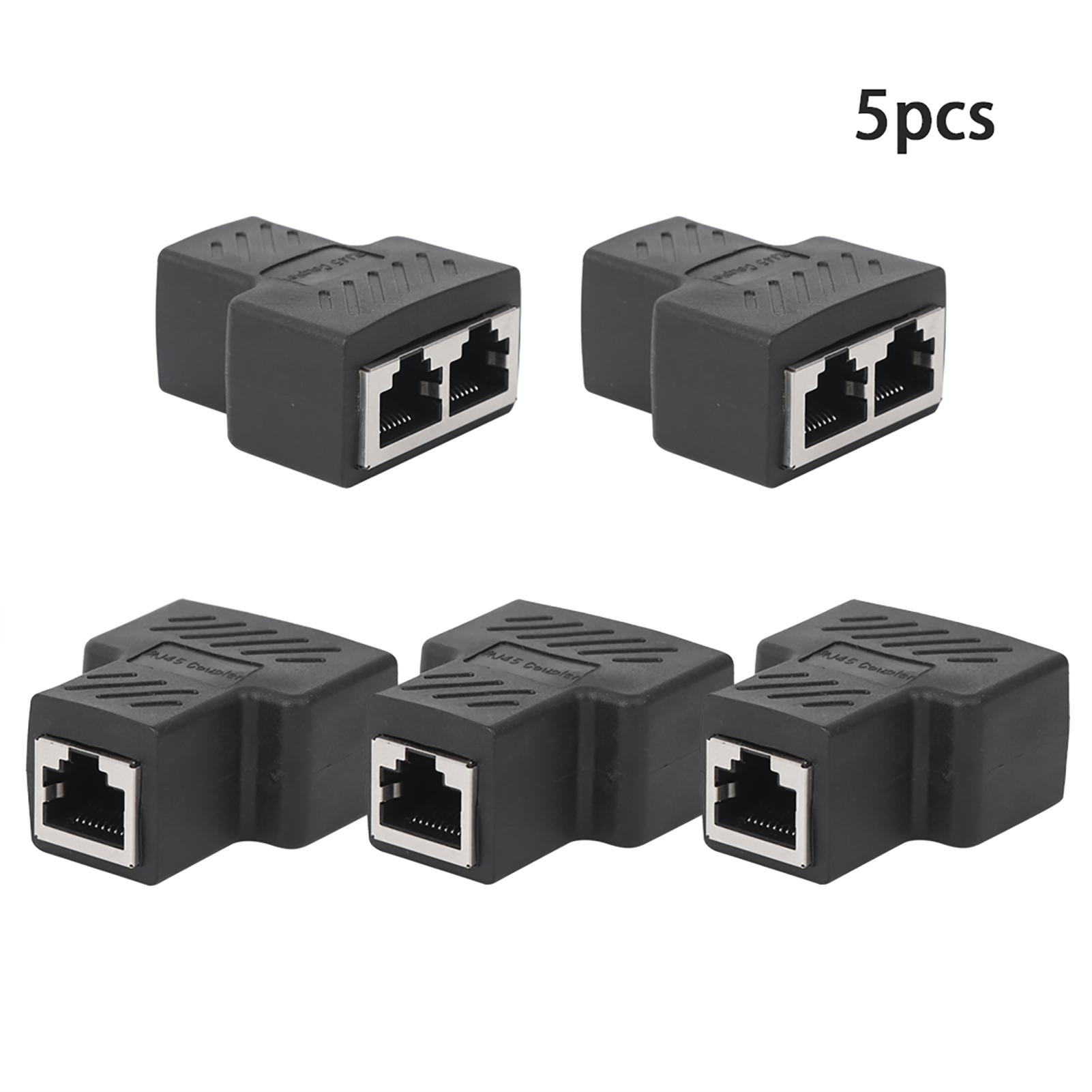 

5PCs Network Splitter RJ45 1 Into2 Three Way Adapter Wire Extender Black Industrial Elements