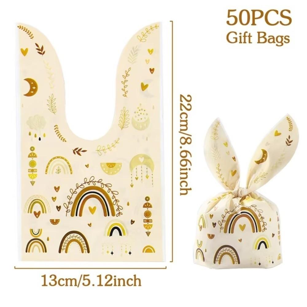 

50Pcs Carton Cookie Candy Bags Party Favors Snack Packing Supplies Gift Packaging Bag Easter Party 4