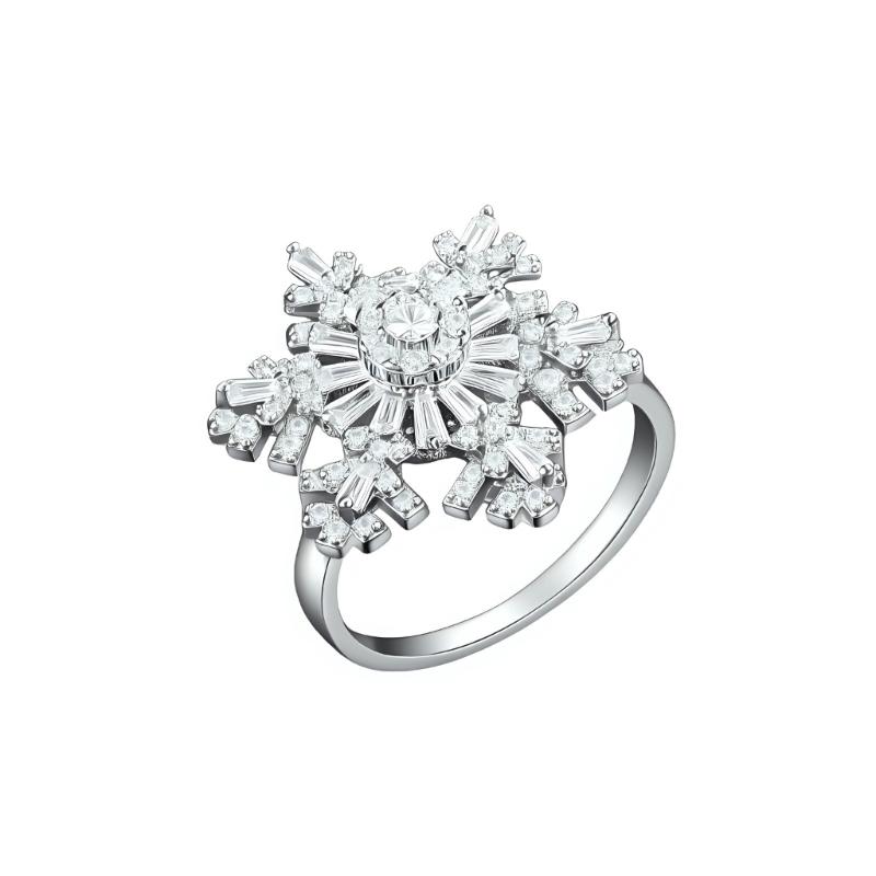 Double Layer Zircon Snowflake Ring Copper Materials Lightweight Comfort Jewelry Elegant Finger Accessories