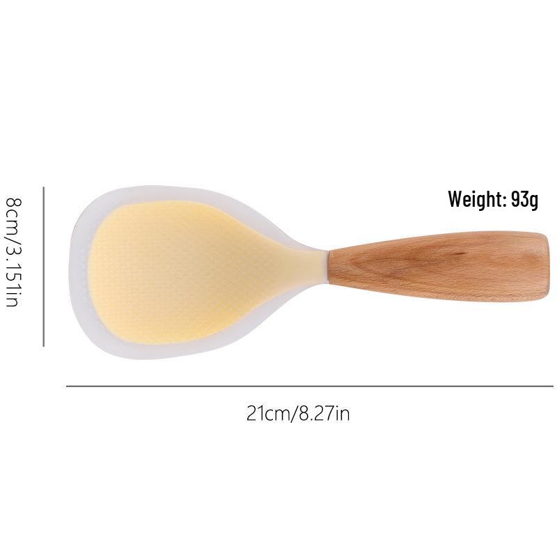 Silicone & Wood Non-Slip Heat Resistant Rice Serving Spoon