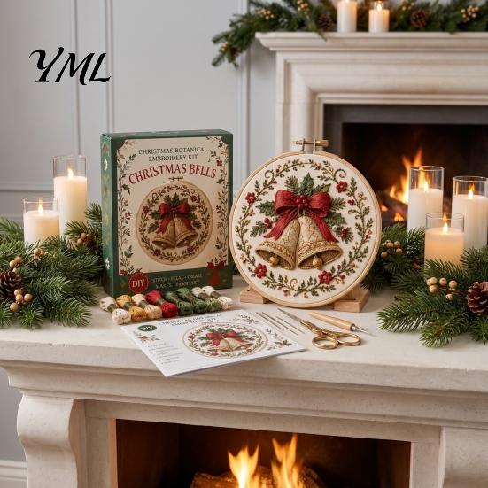 Christmas Ornament Craft Set Embroidery Kit for Beginners, Pre-Printed Pattern Full Creative Gift Parents And Friends of Tools, DIY Needlework Festive
